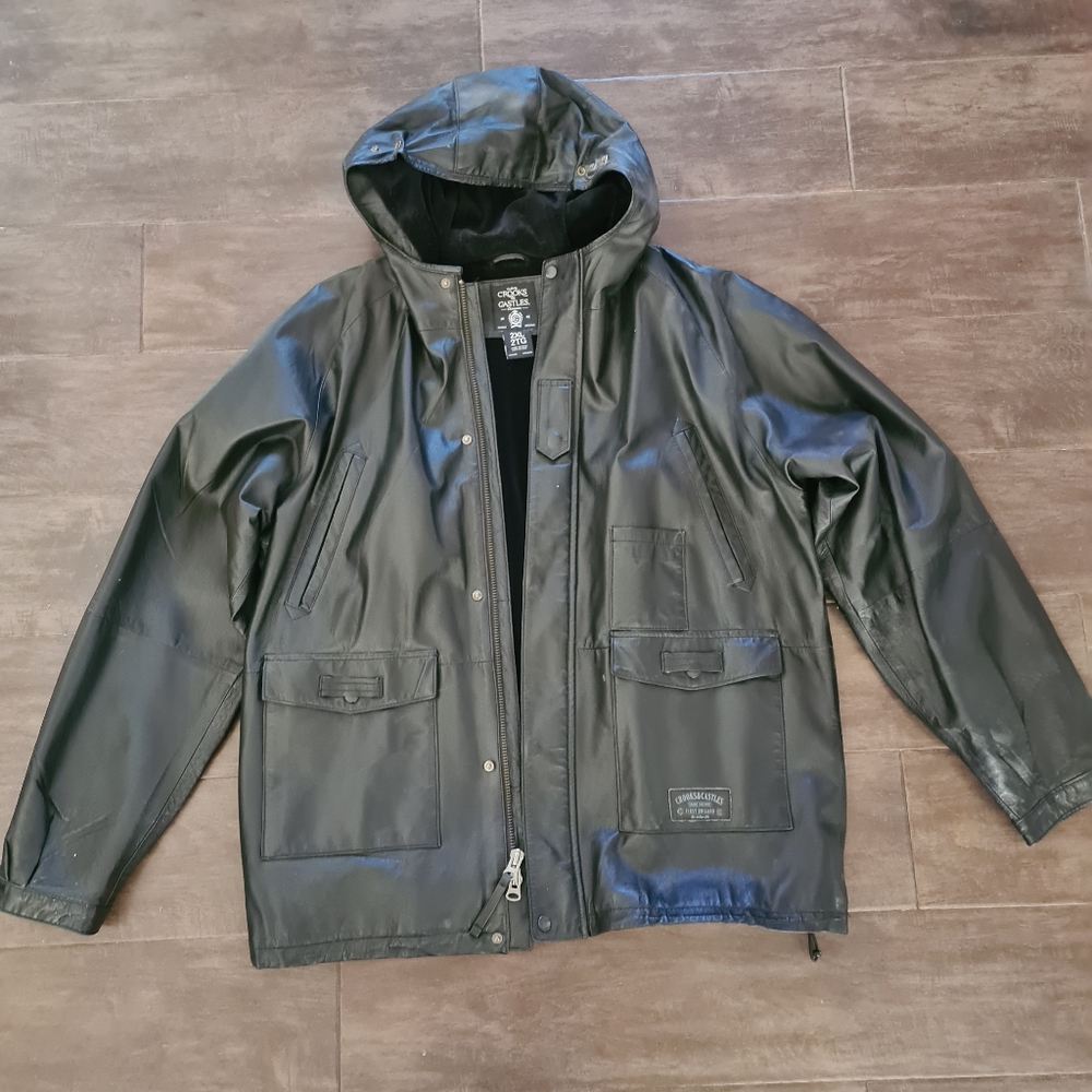 Crooks & Castles 2XL XXL Leather Hooded Jacket
